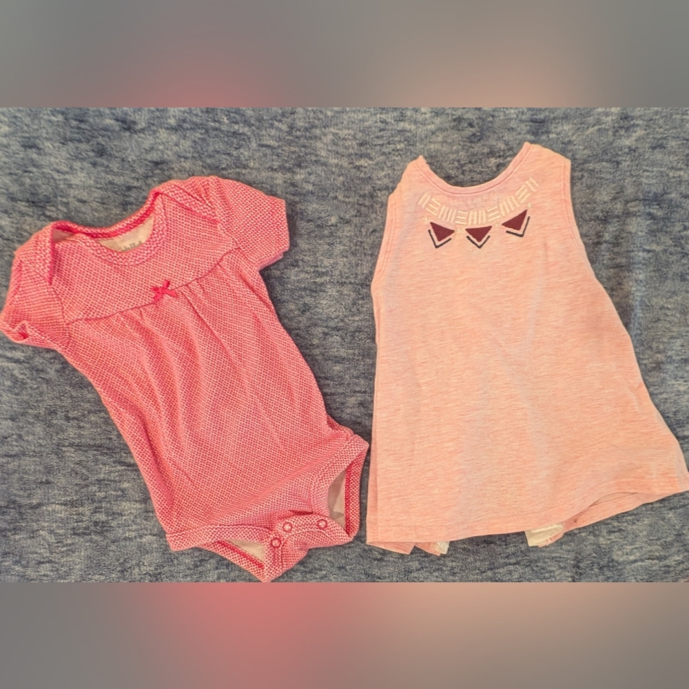 3-6M Pink Baby Onesie and Dress Set